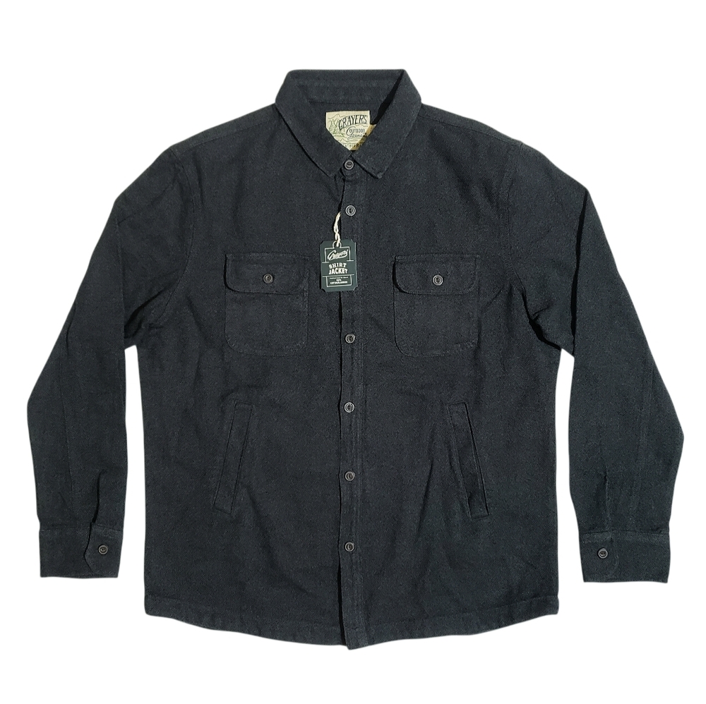 Grayers Mens Heavyweight Flannel Twill Shirt Jacket Size XL Charcoal Heather NWT